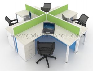 4 Cluster L Shaped 50mm Block Office Workstation