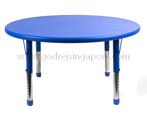 Round Height Adj Table Plastic Top 004-2 Blue