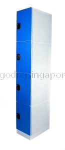 4 Door ABS Plastic Locker 4 Digit Keyless Lock (SINGLE COLUMN)- DEEP BLUE DOOR