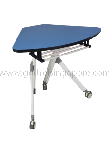 Fan Shaped Mobile Foldable Table with Bookshelf