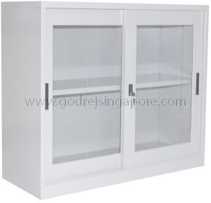 HALF HEIGHT GLASS SLIDING DOOR CABINET