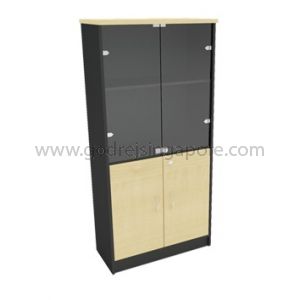 Full Height Wooden Cabinet Half Glass 1800mm